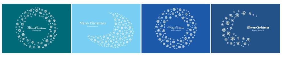 Set of Merry Christmas backgrounds with snowflakes vector