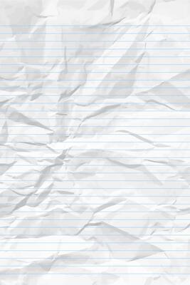 White clean crumpled notebook paper with lines