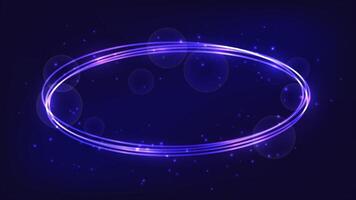 Neon oval frame with shining effects and sparkles vector