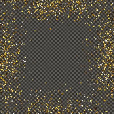 Gold glittering dust on a gray background. Dust with gold glitter effect and empty space for your text. illustration