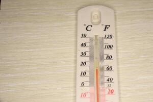 An indoor thermometer that accurately displays temperature in Celsius and Fahrenheit photo