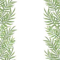 Green dypsis, areca palm or Cycas leaves vertical border with empty space for text. Tropical tree leaf floral summertime illustration. Frame for greeting card, wedding invitation vector