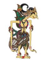 Wayang puppet, Bambang Ekalaya character, Indonesian shadow puppet show, illustration style. vector