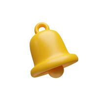3d render bell reminder. Three-dimensional alarm icon illustration. Alert message notification. Notice of calls, new chat, newsletter, mail or social media message in application. Communication vector