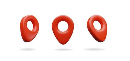 3d render set red pin position on the map. Mark location on the cartography. illustration collection three dimensional internet navigation. Direction tags address. Road point symbol for travel. vector