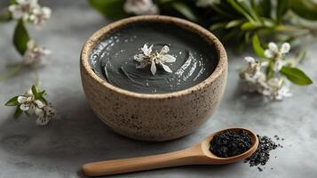 Black charcoal facial mask photo