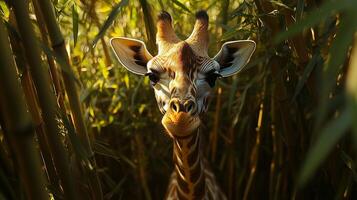 A giraffe in the tall grass photo