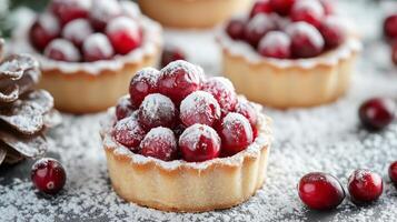 Cranberry tart with sugar and cinnamon photo