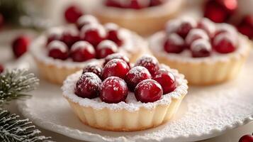 Cranberry tart with powdered sugar photo