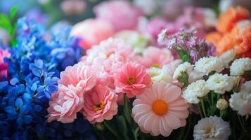 A bunch of colorful flowers are shown in this image photo