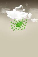 Clouds had green leaves made into raindrops. Imagination connecting nature and life Raindrops refresh the green leaves. Restoring the environment photo