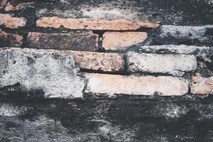 Abstract Black brick wall texture for pattern background. photo