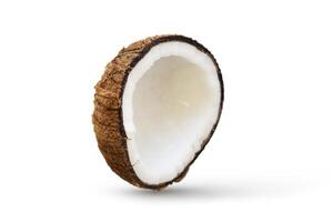 Half coconut isolated on the white background - Clipping path photo