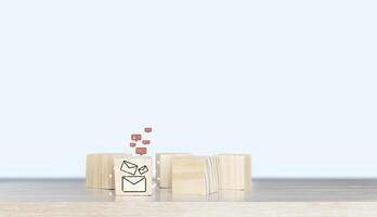 a wooden block with a heart on it photo