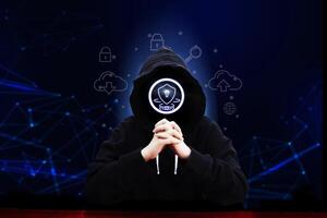 a person in a hoodie with a glowing circle on their face photo