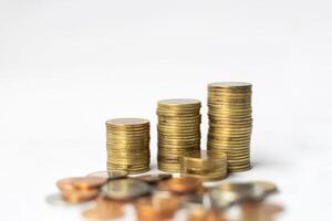 coins and coins on white background photo