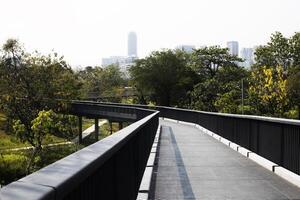 a bridge with a skateboarder on it photo
