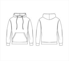 hoodie in front back views Kangaroo pocket vector