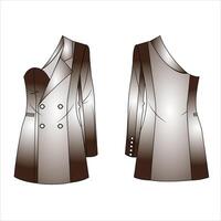 sophisticated evening wear in black, showing a tailored tuxedo with a white dress shirt and black bow tie for the man, complemented by an elegant asymmetrical one-shoulder gown with beaded details for vector