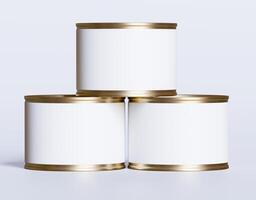 Three empty cans stacked on top of each other photo