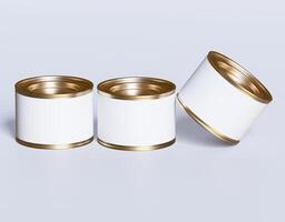 Three empty cans on a white background photo