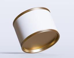 A white metal can with a lid on a white background photo