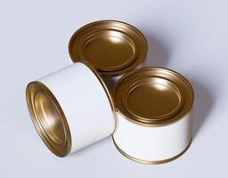 Three empty cans on a white background photo