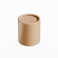 A beige container with a lid on a white surface photo