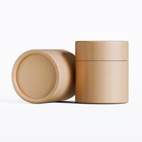 Two empty containers with a lid on a white surface photo