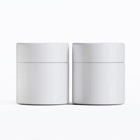 Two white containers with lids on a white background photo