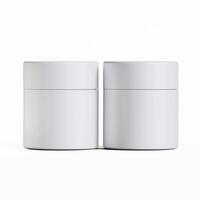 Two white containers with lids on a white background photo