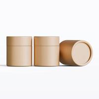 Three empty brown containers on a white surface photo