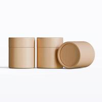 Three empty brown containers with lids photo