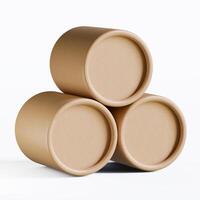 Three empty brown paper containers stacked on top of each other photo