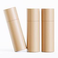 Three empty cardboard tubes on a white surface photo