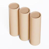 Three empty cardboard tubes on a white background photo