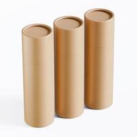 Three empty cardboard tubes on a white background photo