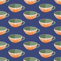 Teacups seamless repeat pattern in flat style. Perfect for fabric, gift wrap, wallpaper or project with a fun and vibrant theme. vector