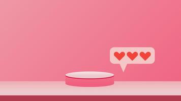 valentine display podium pedestal platform product stage minimal mockup background. valentine day scene geometric studio showcase stand abstract modern light show. shape realistic empty backdrop. vector