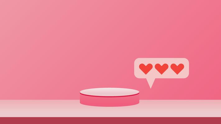 valentine display podium pedestal platform product stage minimal mockup background. valentine day scene geometric studio showcase stand abstract modern light show. shape realistic empty backdrop.