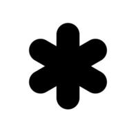 Snowflake or asterisk illustration. Cold, freeze or snowfall concept. Black glyph bold icon isolated on white background. vector