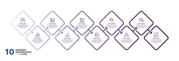 Infographic process design with icons and 10 options or steps. vector