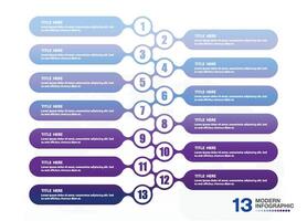Infographic process design with icons and 13 options or steps. vector