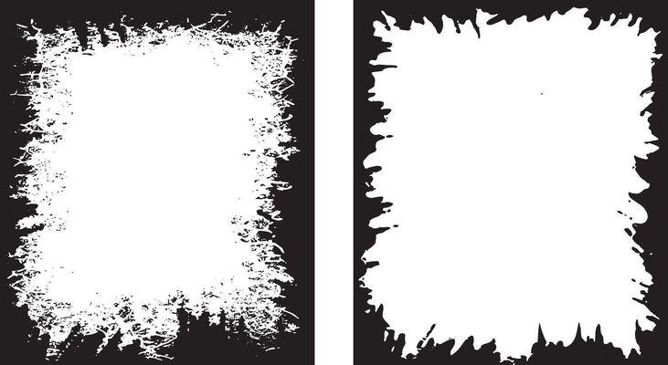 Dynamic Dual Grunge Photo Frames set Featuring Rough, Splattered Borders and Jagged Edges for an Edgy and Artistic Display
