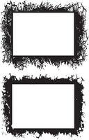 vintage black colour Grunge Photo Frame Collection Two Rectangular Frames with Distressed and Jagged Borders Featuring Irregular Spikes for Artistic and Edgy Visual Displays vector