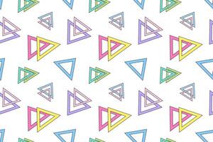 A seamless pattern featuring colorful hollow triangles in various orientations, creating a modern geometric design. vector