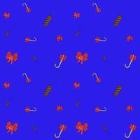 Red bows, a caramel cane and a confetti clapper, Christmas. color pattern vector