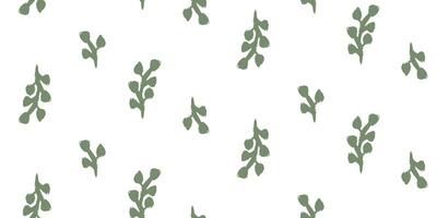 Doodle flower and leaf chalk pattern. Hand drawn Ink floral and plant abstract seamless background. Sketch nature simple daisy, flower, leaves, graphic elements vector