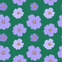 Seamless pattern with forget-me-nots flowers on green background vector