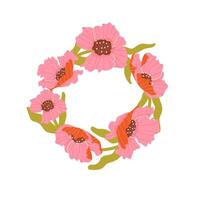 Wreath of red poppies on a white background vector